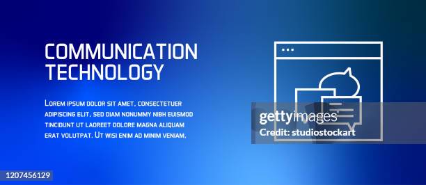 communication technology banner on gradient background - rainbow reflection stock illustrations