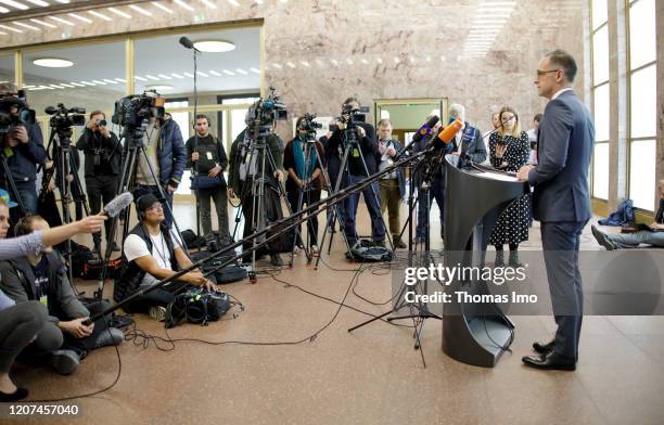 Federal Foreign Minister Heiko Maas, SPD, gives a press statement on the new travel warnings about the coronavirus on March 17, 2020 in Berlin,...