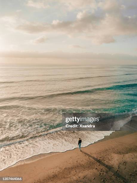 woman standing on the beach - generic location stock pictures, royalty-free photos & images