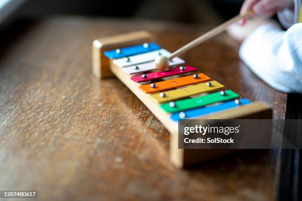 a colourful xylophone - xilofone imagens e fotografias de stock