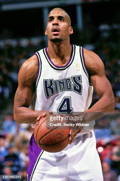 Corliss Williamson of the Sacramento Kings shoots a free throw during a game played at the Arco Arena in Sacramento, California circa 1997. NOTE TO...