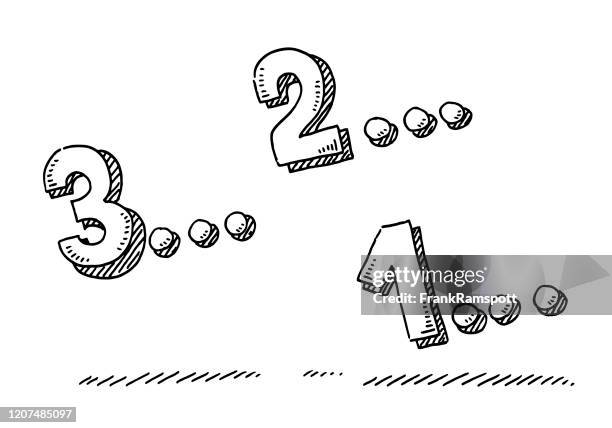 countdown 3-2-1 number drawing - countdown stock illustrations