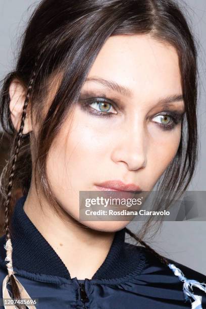 Top Model Bella Hadid is seen backstage at the Max Mara fashion show on February 20, 2020 in Milan, Italy.