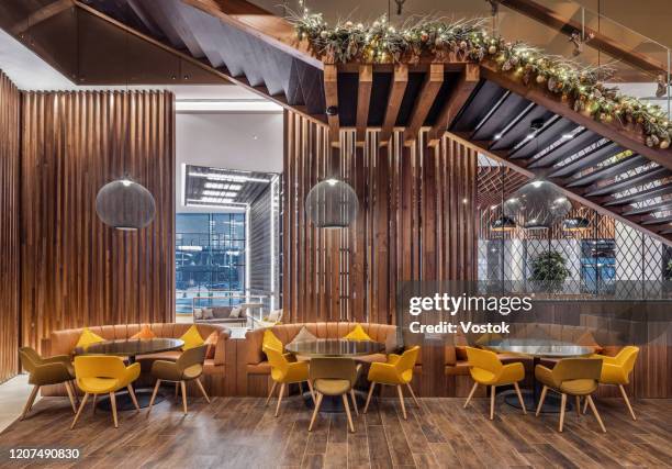 lounge bar in a luxury hotel in moscow - architecture restaurant interior ストックフォトと画像