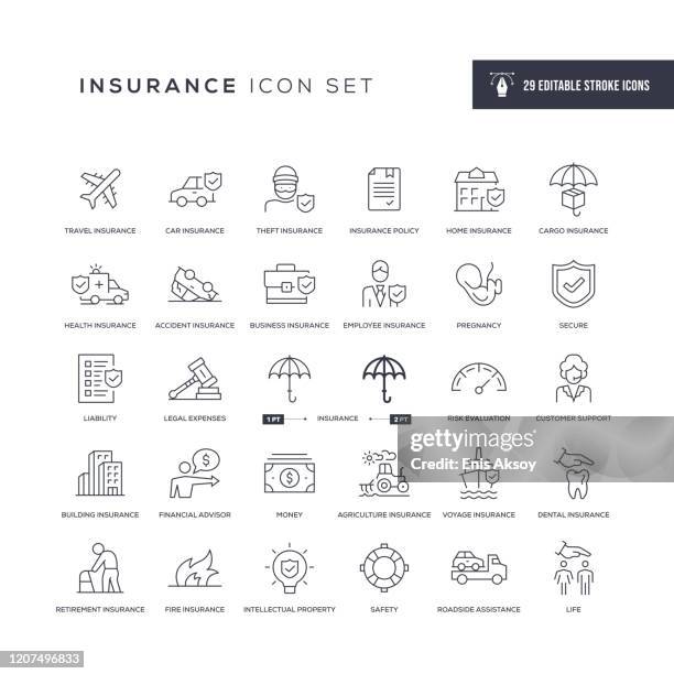 stockillustraties, clipart, cartoons en iconen met pictogrammen voor bewerkbare lijn van verzekeringen - medical insurance