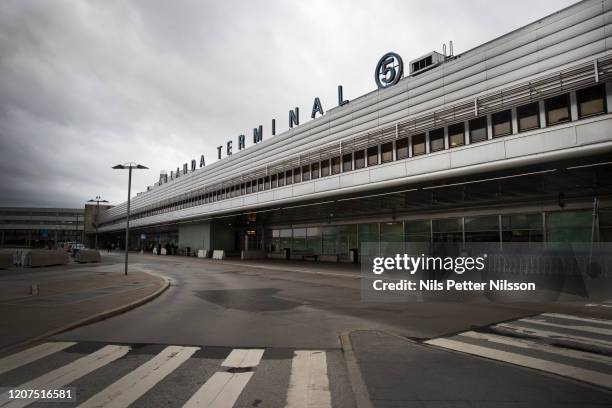 General view of terminal 5 at Arlanda airport on March 17, 2020 in Stockholm, Sweden. Coronavirus has spread to over 156 countries in a matter of...