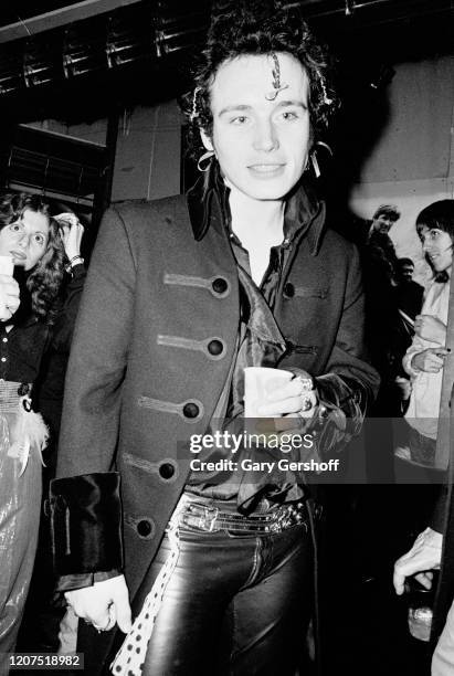 View of English New Wave musician Adam Ant , of the group Adam and the Ants, at the Mudd Club, New York, New York, April 1, 1981.