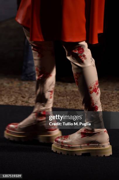 Model, fashion detail, walks the runway during the Vivetta fashion show as part of Milan Fashion Week Fall/Winter 2020-2021 on February 20, 2020 in...