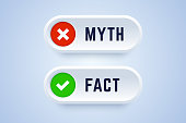Myth and fact buttons in 3d style. Vector illustration.