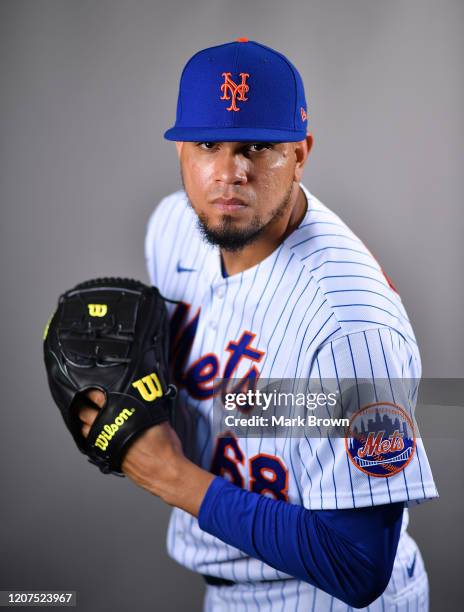 Dellin Betances of the New York Mets poses for a photo during Photo Day at Clover Park on February 20, 2020 in Port St. Lucie, Florida.