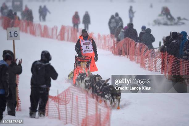 Thomas Waerner drives his team during the restart of the 2020 Iditarod Sled Dog Race at Willow Lake on March 8, 2020 in Willow, Alaska.