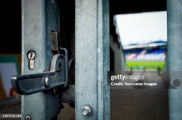 Willem II closed to Corona virus during the Willem II closed due to Coronavirus at the Koning Willem II Stadion on March 16, 2020 in Tilburg...