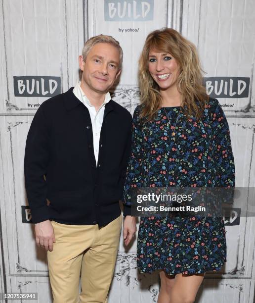 Actors Martin Freeman and Daisy Haggard visit Build at Build Studio on February 20, 2020 in New York City.