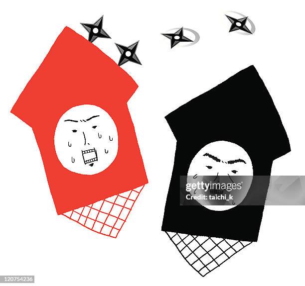 two ninjyas - man sweating stock illustrations