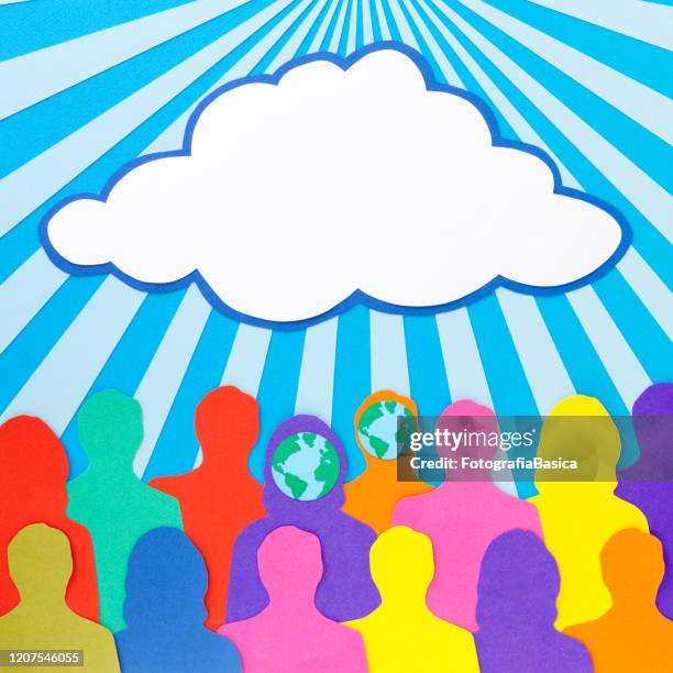 global couple under a cloud - couple separate stock illustrations