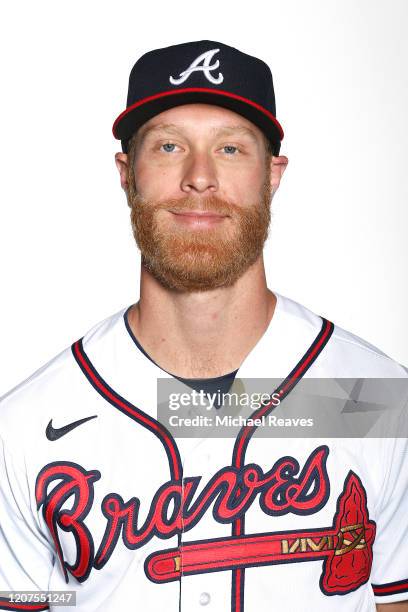 Mike Foltynewicz of the Atlanta Braves poses for a photo during Photo Day at CoolToday Park on February 20, 2020 in Venice, Florida.
