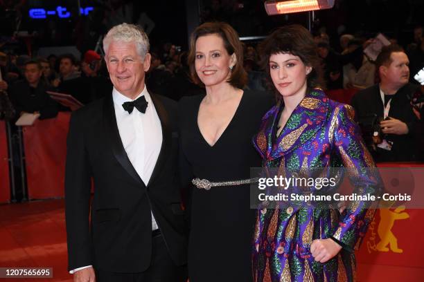 Sigourney Weaver with husband Jim Simpson and daughter Charlotte Simpson arrive for the opening ceremony and "My Salinger Year" premiere during the...