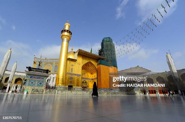 The usually busy Imam Ali Shrine in the central Iraqi holy city of Najaf is pictured empty on March 18, 2020 amidst the coronavirus COVID-19 pandemic.