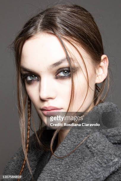 Shayna McNeill is seen backstage at the Max Mara fashion show on February 20, 2020 in Milan, Italy.