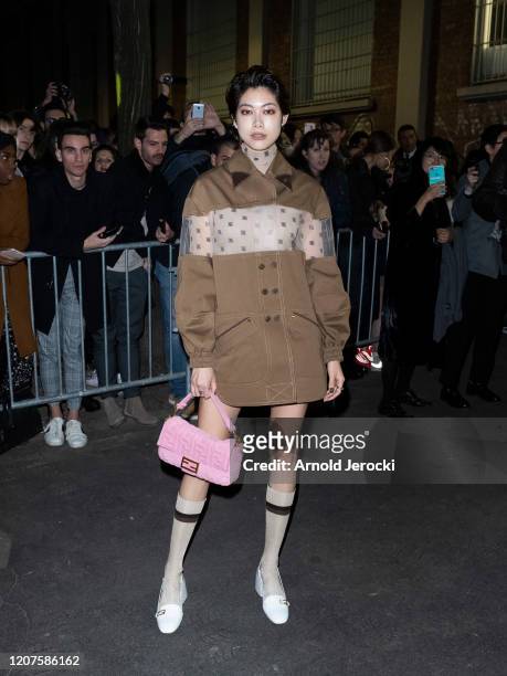 Hikari Mori is seen during Milan Fashion Week Fall/Winter 2020-2021 on February 20, 2020 in Milan, Italy.