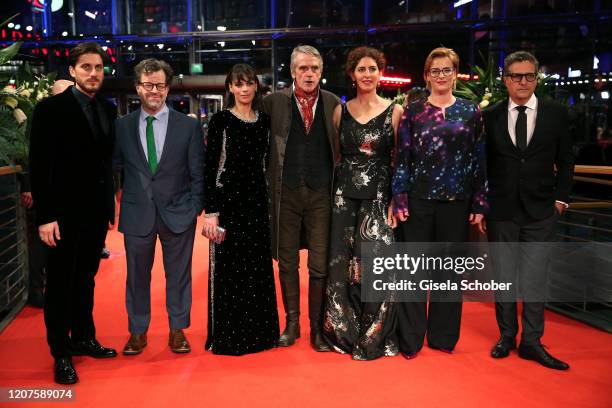 President of the International Jury Jeremy Irons with jury members Luca Marinelli, Kenneth Lonergan, Berenice Bejo, Annemarie Jacir, Bettina...