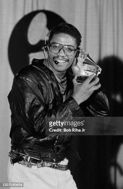 Herbie Hancock backstage during the 26th Annual Grammy Awards at the Shrine Auditorium, February 28, 1984 in Los Angeles, California.