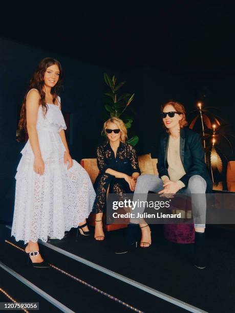 Cast of the movie "Sybil" Adèle Exarchopoulos, Virginie Efira and Justine Triet, poses for a portrait on May, 2019 in Cannes, France. .