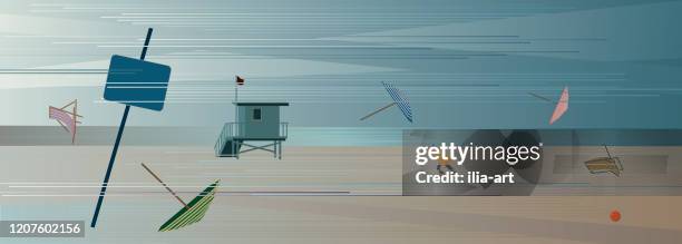 storm on the beach - dark storm clouds stock illustrations