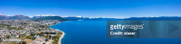 bariloche and its spectacular view over lake and andes, panorama. argentina - bariloche argentina stock pictures, royalty-free photos & images