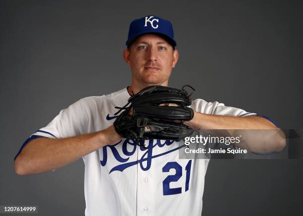 Mike Montgomery of the Kansas City Royals poses during Kansas City Royals Photo Day on February 20, 2020 in Surprise, Arizona.