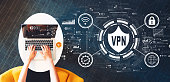 VPN concept with person using a laptop