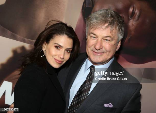 Hilaria Baldwin and husband Alec Baldwin pose at the opening night of the revival of Ivo van Hove's "West Side Story"on Broadway at The Broadway...