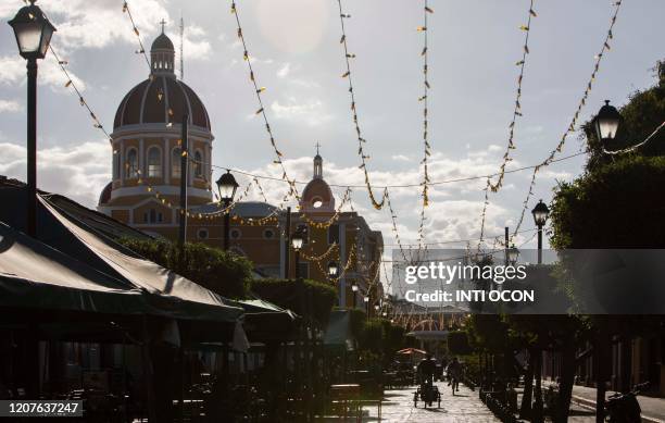 Empty streets are seen due the lack of tourists at the colonial city of Granada, some 45km from Managua, Nicaragua, on March 18, 2020. - The...