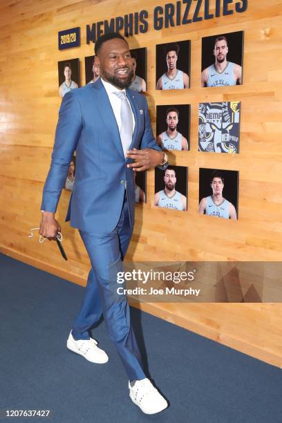 Former NBA player Tony Allen arrives before the game between the Memphis Grizzlies and the Portland Trail Blazers on February 12, 2020 at FedExForum...