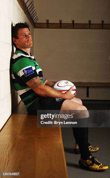 Leeds Carnegie Captain Andy Titterell poses for a photo during the RFU Championship Season Launch at Twickenham Stadium on August 9, 2011 in London,...