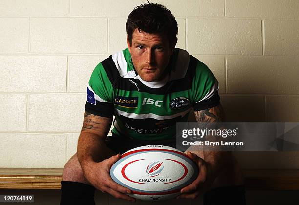 Leeds Carnegie Captain Andy Titterell poses for a photo during the RFU Championship Season Launch at Twickenham Stadium on August 9, 2011 in London,...