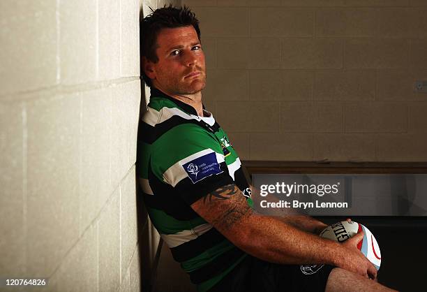 Leeds Carnegie Captain Andy Titterell poses for a photo during the RFU Championship Season Launch at Twickenham Stadium on August 9, 2011 in London,...