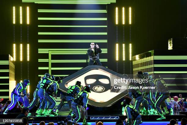Daddy Yankee performs live on stage during Univision's Premio Lo Nuestro 2020 at AmericanAirlines Arena on February 20, 2020 in Miami, Florida.
