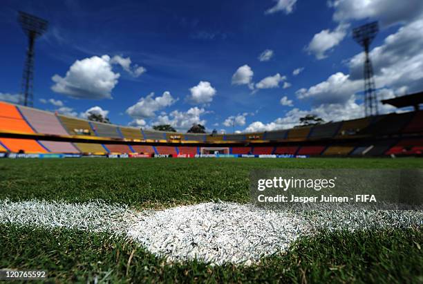 View of the Atanasio Girardot stadium from the center spot prior to the FIFA U-20 World Cup Colombia 2011 round of 16 match between Argentina and...