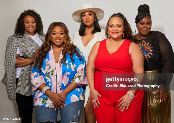 Christina Bell, Kierra Sheard, Sheléa Frazier, Angela Birchett and Raven Goodwin of Lifetime's "The Clark Sisters: First Ladies of Gospel" pose for a...