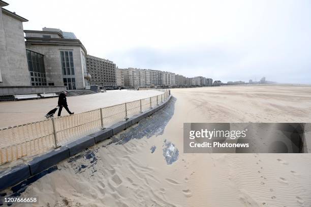 Illustration picture showing the empty beaches and streets of Oostende. The federal government placed a lockdown to stop the spreading of Covid-19....