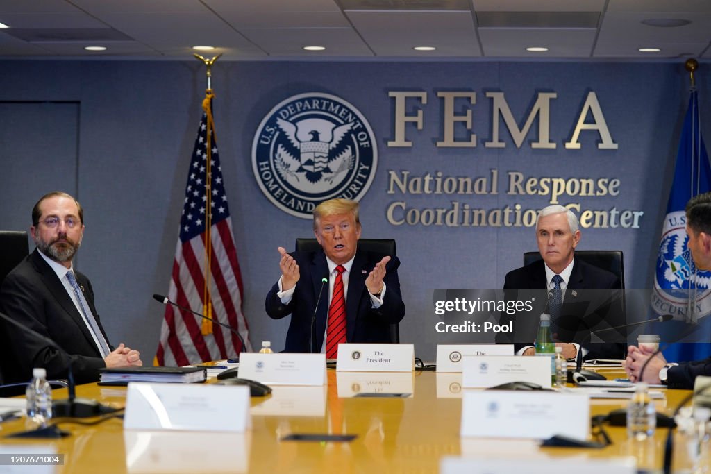 President Donald Trump and Vice President Mike Pence Visit The Federal Emergency Management Agency Headquarters