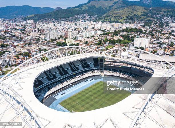 An aerial view of Nilton Santos stadium also known as Engenhao on March 19, 2020 in Rio de Janeiro, Brazil. Rio de Janeiros state government and city...