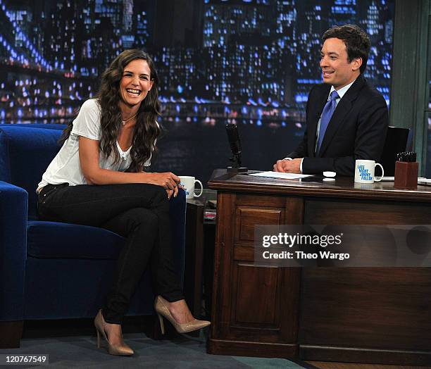 Katie Holmes visits "Late Night With Jimmy Fallon" at Rockefeller Center on August 9, 2011 in New York City.
