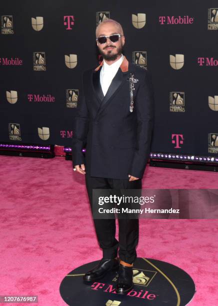 Balvin attends Univision's Premio Lo Nuestro 2020 at AmericanAirlines Arena on February 20, 2020 in Miami, Florida.