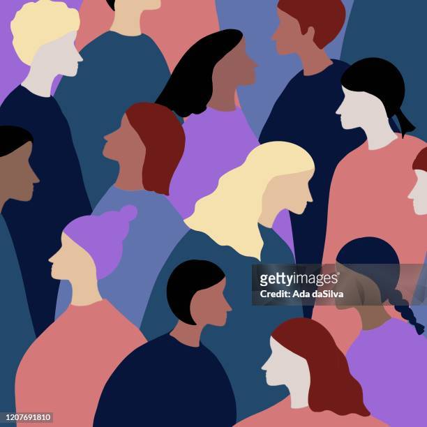 group of multi-race people - abstract group of people stock illustrations