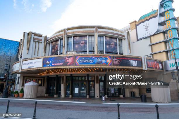 General view of Pacific Theatres at The Grove after Los Angeles ordered the closure of all non-essential services and entertainment venues earlier...