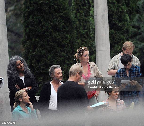 Phylicia Rashad, Christopher Walken, Alicia Silverstone, Gideon Glick, Edie Falco and Sharon Stone filming on location for "Gods Behaving Badly" on...