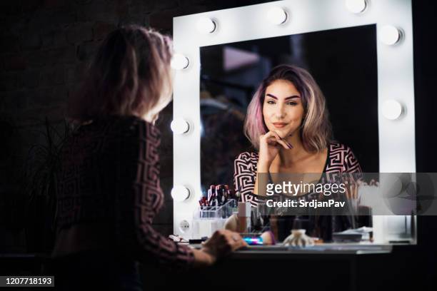 be confident with what you see in the mirror! - backstage mirror stock pictures, royalty-free photos & images