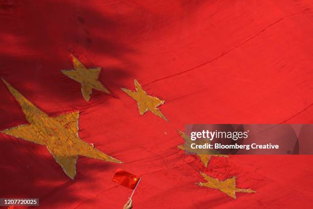 chinese national flag - anti communistisch stockfoto's en -beelden